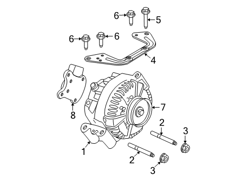 2004 Mercury Mountaineer Alternator Mount Bracket Diagram for 4L2Z-10153-AA