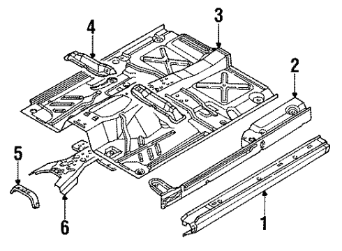 1996 Nissan Pickup Rocker, Floor Front Floor-Sb Diagram for 74312-1S530