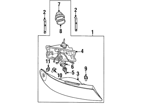 2000 Lincoln Continental Headlamps Lighting Control Module Diagram for 1F3Z-13C788-BA