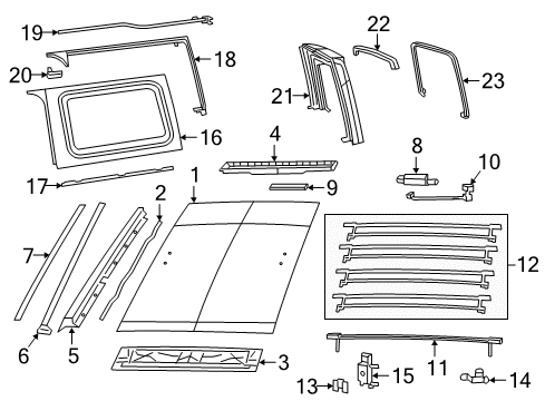 2019 Jeep Wrangler Top Cover & Components Rail-Top Diagram for 6NY04TZZAA