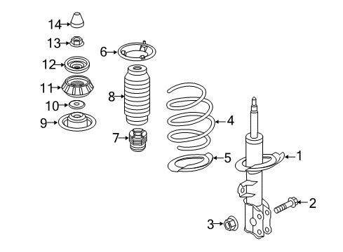 2016 Hyundai Accent Struts & Components - Front Strut Assembly, Front, Left Diagram for 54650-1R251