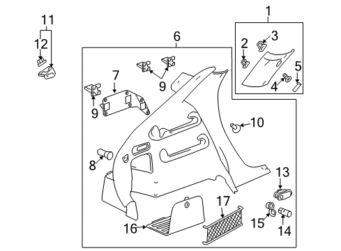 2006 Chevrolet Malibu Interior Trim - Quarter Panels Lamp Asm-Rear Compartment Courtesy Diagram for 25783872