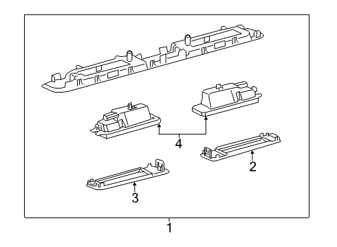 2018 Lexus LC500h License Lamps Cover, Back Door Finish Panel Diagram for 76831-11010