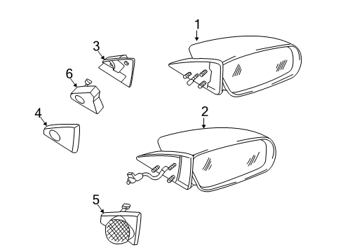 2003 Mitsubishi Eclipse Outside Mirrors Passenger Side Mirror Outside Rear View Diagram for MR611890