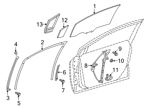 2020 Toyota Corolla Front Door Front Guide Diagram for 67402-02030