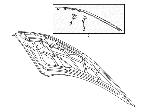 2015 Cadillac ELR Exterior Trim - Hood Molding Diagram for 23444265