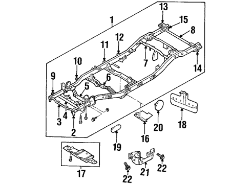 2000 Isuzu Rodeo Frame & Components Bracket, Body Mounting (No.3 Mounting) Diagram for 8-97125-691-1