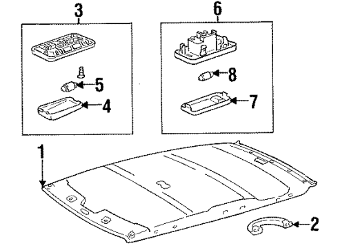 1995 Toyota Corolla Interior Trim - Roof Cargo Lamp Diagram for 81250-13020-B3