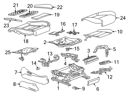 2018 Cadillac CT6 Passenger Seat Components Seat Cushion Pad Diagram for 23245173