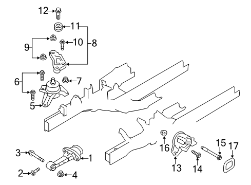 2014 Hyundai Tucson Engine & Trans Mounting Roll Rod Bracket Assembly Diagram for 219502S100