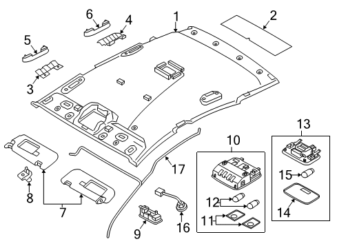2013 Hyundai Elantra GT Interior Trim - Roof Bracket-Absorber Side, LH Diagram for 85350-A5000