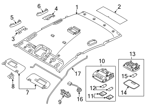 2013 Hyundai Elantra GT Interior Trim - Roof Room Lamp Assembly Diagram for 92850-3X050-TX