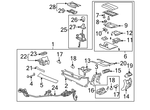 2010 Cadillac CTS Center Console Console Assembly Diagram for 22983605
