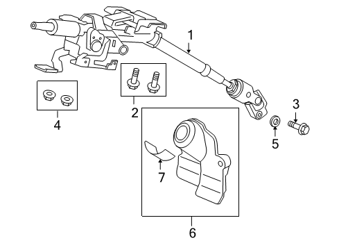 2007 Honda Civic Steering Column Assembly Cover, Steering Joint Diagram for 53320-SNA-A01