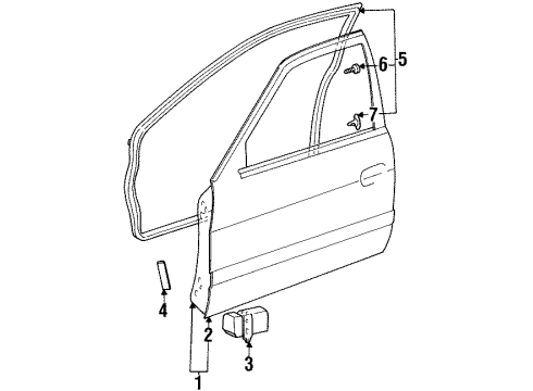 1997 Toyota Tercel Front Door Door Weatherstrip Diagram for 67861-16300