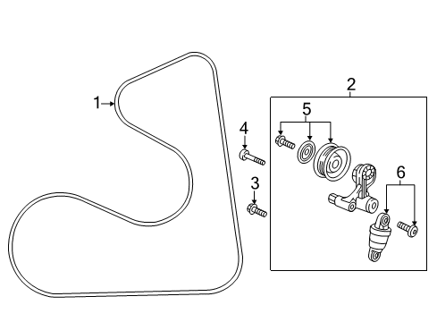 2018 Honda Civic Belts & Pulleys Set, Tensioner Com Diagram for 31179-5A2-A01