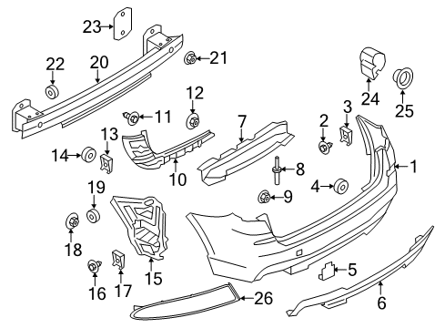 2011 BMW X3 Parking Aid Panel, Bumper, Primed, Rear Diagram for 51128052059