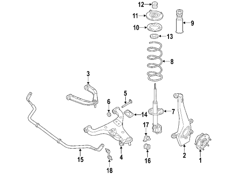 2010 Nissan Armada Front Suspension Components, Lower Control Arm, Upper Control Arm, Stabilizer Bar Spring-Front Diagram for 54010-7S102