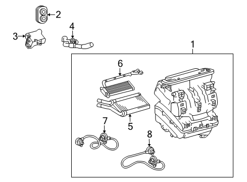 2009 Pontiac Vibe A/C Evaporator & Heater Components Heater Diagram for 19184651