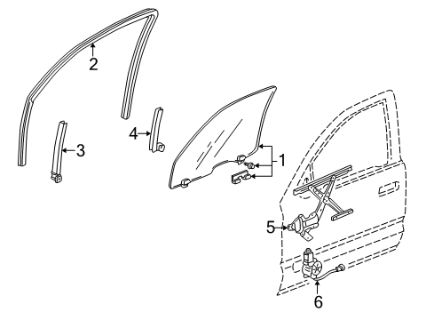 1998 Honda CR-V Front Door Channel, Right Front Door Run Diagram for 72235-S10-013