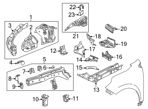 2020 Chevrolet Equinox Structural Components & Rails Rail Assembly Bracket Diagram for 13393901