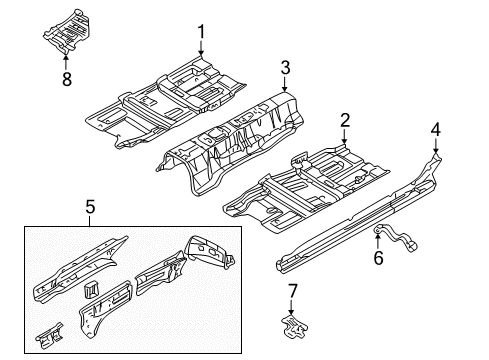 2004 Infiniti M45 Pillars, Rocker & Floor - Floor & Rails Floor-Front, LH Diagram for 74321-CR930