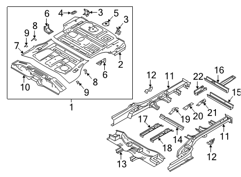 2021 Kia Telluride Rear Floor & Rails Pad U Diagram for 65510S9000