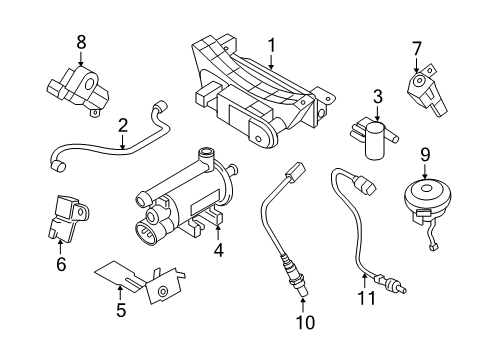 2014 Hyundai Elantra Emission Components Canister & Holder Assembly Diagram for 31410-3X900