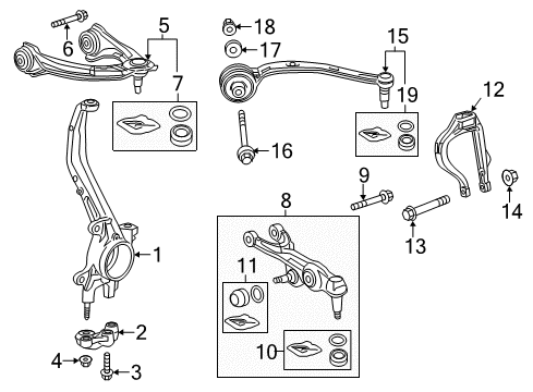 2015 Acura RLX Front Suspension Components, Lower Control Arm, Upper Control Arm, Stabilizer Bar Boot Set, Front Arm (Upper) Diagram for 06511-TY2-A00