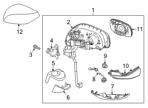 2021 INFINITI Q60 Mirrors Door Mirror Assy-RH Diagram for 96301-5DV1A