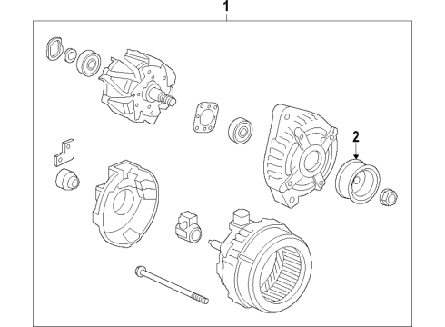 2015 Acura TLX Alternator Air Conditioner Generator Assembly Diagram for 31100-5J2-A51