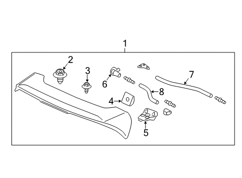 2014 Acura RDX Rear Spoiler Grommet, Washer Tube Diagram for 76857-STK-A01