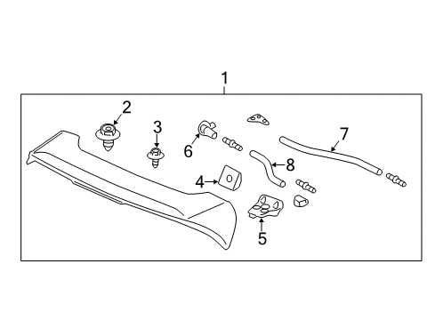 2014 Acura RDX Rear Spoiler Garnish Assembly, Tailgate Spoiler (Basque Red Pearl Ii) Diagram for 74900-TX4-A01ZB