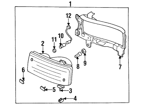 1986 Nissan Maxima Bulbs Driver Side Headlight Assembly Diagram for B6060-15E10