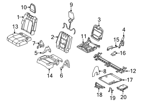 2010 Lincoln MKT Third Row Seats Seat Cushion Pad Diagram for AE9Z-7463841-E