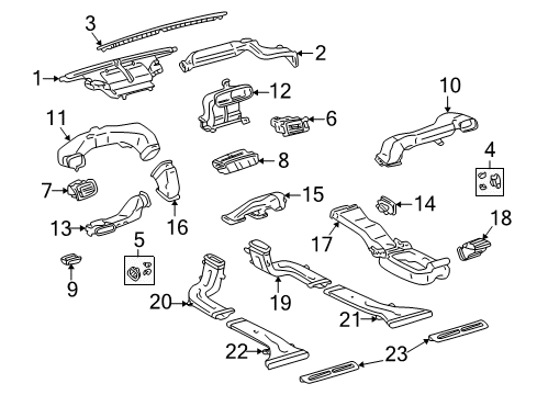 2001 Lexus LS430 Ducts Panel Sub-Assy, Console, Upper Rear Diagram for 58805-50010