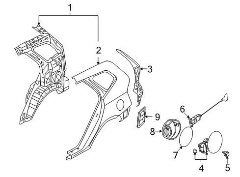 2008 Kia Rondo Fuel Door Extension Assembly-Side Diagram for 715501D010