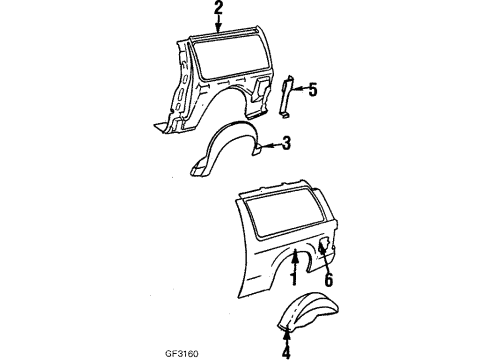 1985 GMC S15 Jimmy Quarter Panel & Components Panel Asm-Rear Wheelhouse Outer Diagram for 15594297