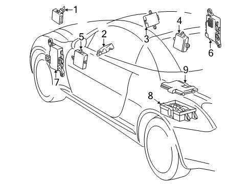 2010 Lexus SC430 Electrical Components Multiplex Network Door Computer, Front Left Diagram for 89223-24040