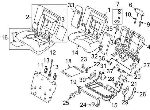 2010 Lincoln MKX Rear Seat Components Seat Cushion Pad Diagram for 8A1Z-7863841-B