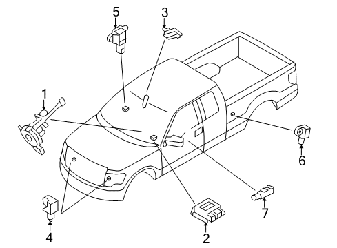 2011 Ford F-150 Air Bag Components SDM Module Diagram for BL3Z-14B321-C