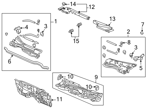 2008 Acura TL Cowl Dashboard (Lower) Diagram for 61500-SEP-A71ZZ