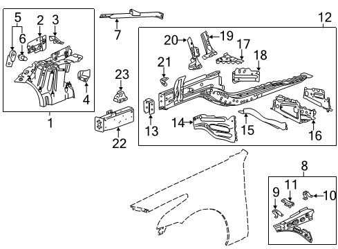 2019 Cadillac CTS Structural Components & Rails Bracket Ball Stud Diagram for 11547732