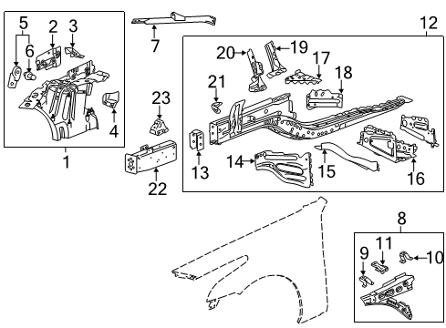 2019 Cadillac CTS Structural Components & Rails Extension Panel Diagram for 23176440