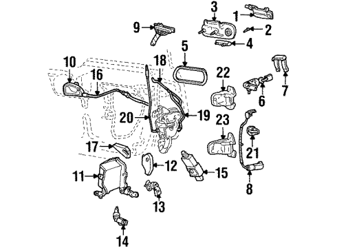 2000 Lincoln Continental Front Door - Lock & Hardware Latch Assembly Diagram for 1F3Z-54219A65-AA