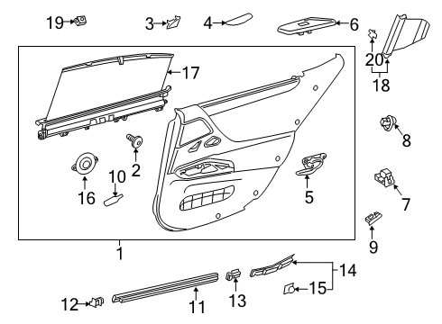 2019 Lexus ES350 Interior Trim - Rear Door Cover, RR Door ARMRE Diagram for 74262-06070-C0