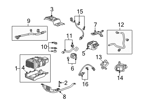 2008 Acura RDX Emission Components Canister Assembly Diagram for 17011-STK-A01