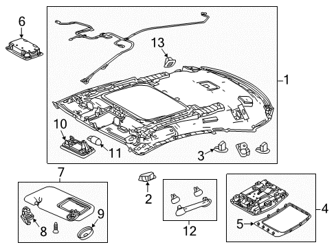 2016 Lexus RC F Interior Trim - Roof Lamp Sub-Assembly, Map Diagram for 81208-24170-C0