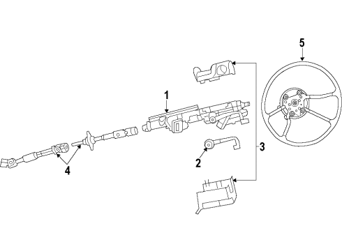 2008 Jeep Wrangler Steering Column, Steering Wheel & Trim Column-Steering Diagram for 5057484AG