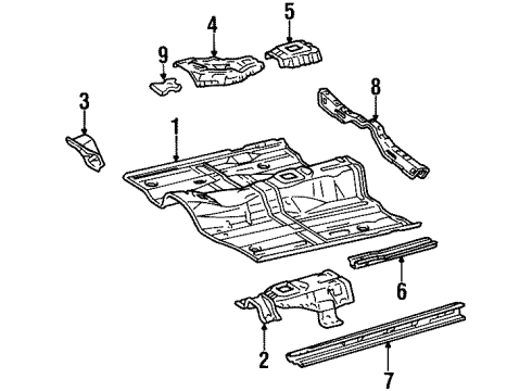 1998 Toyota Celica Hinge Pillar, Floor, Rocker Panel Floor Pan Diagram for 58111-20170